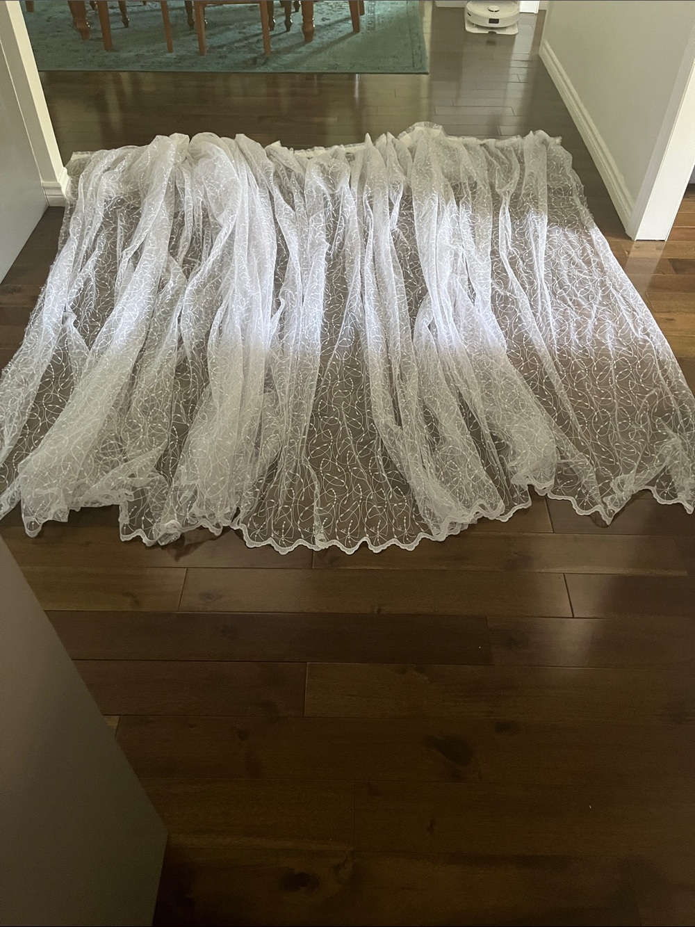 Sheer White Lace Curtain Panel